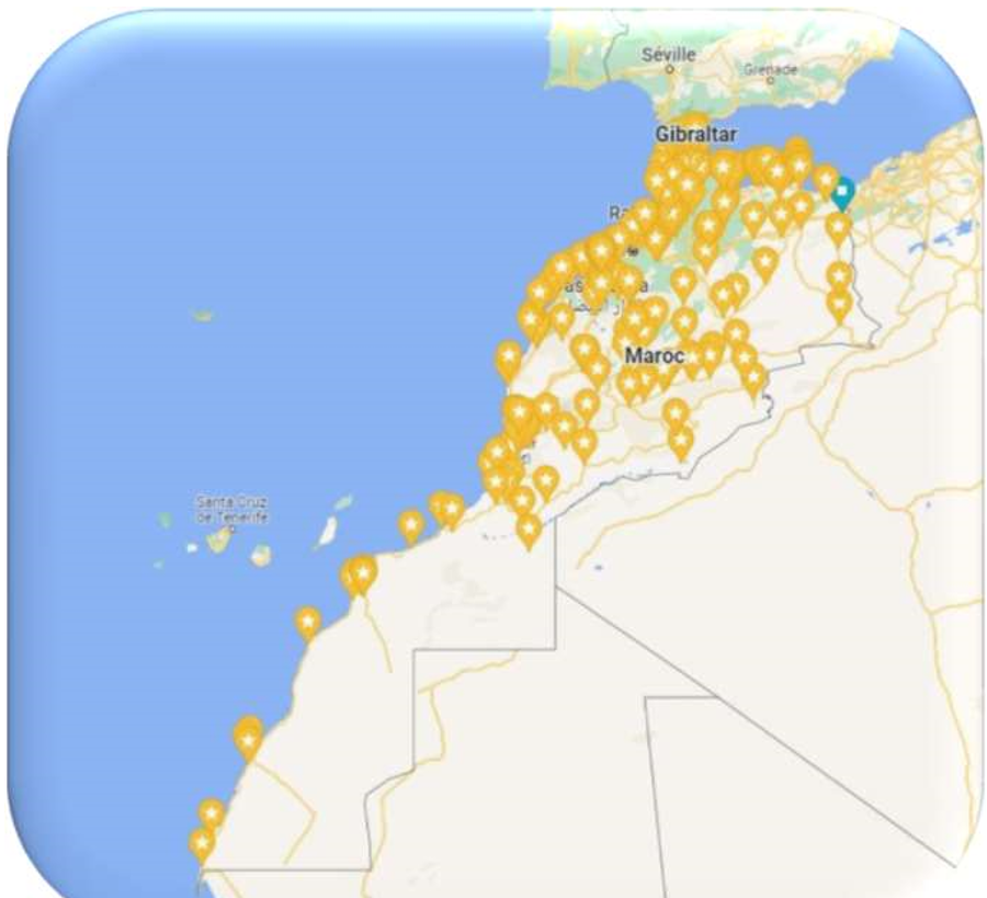 Cartographie des interventions CAPVALORICS au Maroc